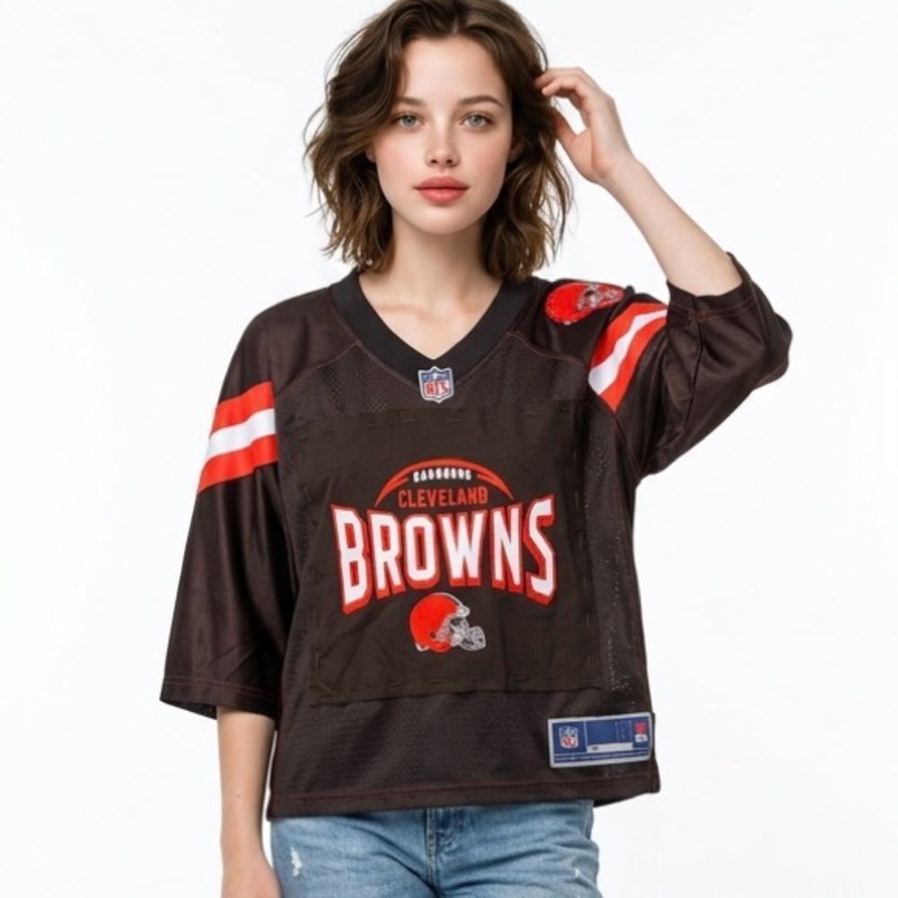 CLEVELAND BROWNS Upcycled NFL Jersey Fits Up To Women’s Size X-Large NEW